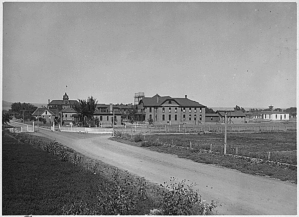 A black and white file photo of the Albuquerque Indian School Complex, circa 1910 | Photo credit: National Archives | National Archives Identifier 292879